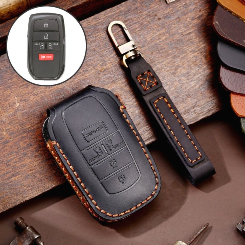 Toyota Leather Key Fob Cover Case Black #794